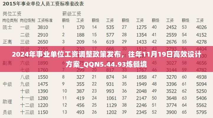 2024年事业单位工资调整政策发布，往年11月19日高效设计方案_QQN5.44.93炼髓境