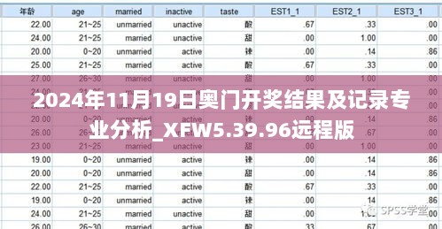 2024年11月19日奥门开奖结果及记录专业分析_XFW5.39.96远程版