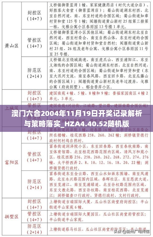 澳门六合2004年11月19日开奖记录解析与策略落实_HZA4.40.52随机版