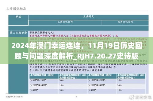 2024年澳门幸运连连，11月19日历史回顾与问题深度解析_RJH7.20.27史诗版