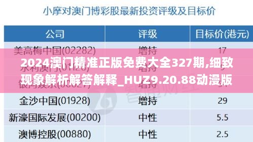 2024澳门精准正版免费大全327期,细致现象解析解答解释_HUZ9.20.88动漫版