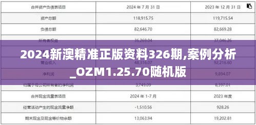 2024新澳精准正版资料326期,案例分析_OZM1.25.70随机版