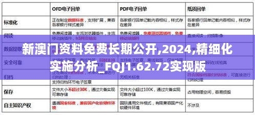 新澳门资料免费长期公开,2024,精细化实施分析_FQJ1.62.72实现版