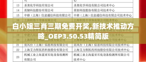 白小姐三肖三期免费开奖,新技术推动方略_OEP3.50.53精简版