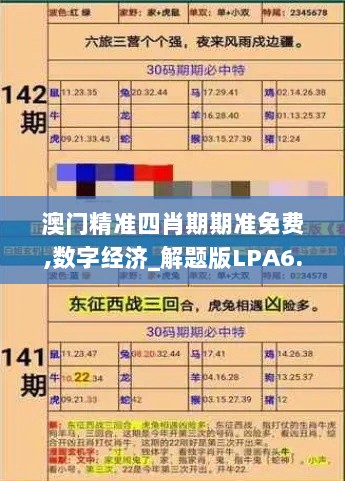 澳门精准四肖期期准免费,数字经济_解题版LPA6.69