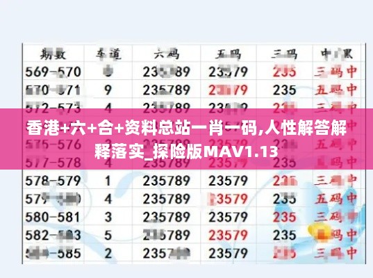 香港+六+合+资料总站一肖一码,人性解答解释落实_探险版MAV1.13