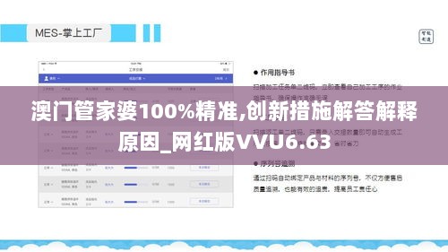 澳门管家婆100%精准,创新措施解答解释原因_网红版VVU6.63