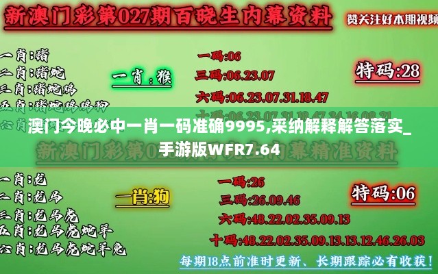 澳门今晚必中一肖一码准确9995,采纳解释解答落实_手游版WFR7.64