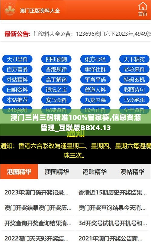 澳门三肖三码精准100%管家婆,信息资源管理_互联版BBX4.13