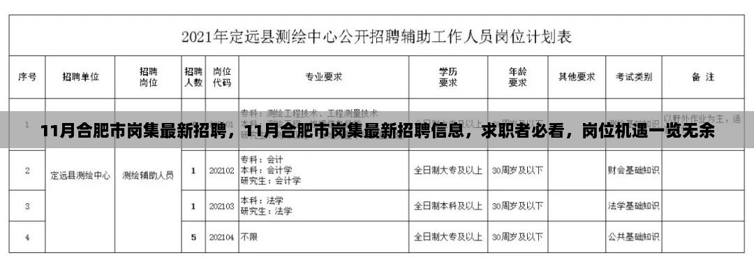 合肥市岗集11月最新招聘信息，求职者必看的岗位机遇一览