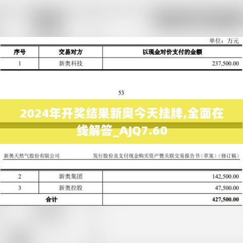 2024年开奖结果新奥今天挂牌,全面在线解答_AJQ7.60