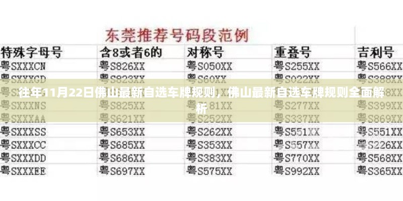 佛山最新自选车牌规则全面解析（往年11月22日版）