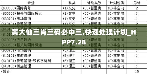 黄大仙三肖三码必中三,快速处理计划_HPP7.28