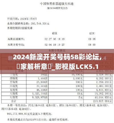 2024新澳开奖号码58彩论坛,專家解析意見_影视版LCK5.1