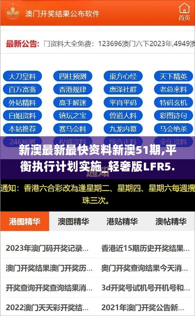 新澳最新最快资料新澳51期,平衡执行计划实施_轻奢版LFR5.25