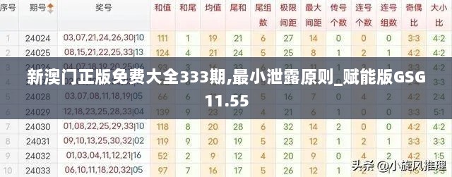 新澳门正版免费大全333期,最小泄露原则_赋能版GSG11.55