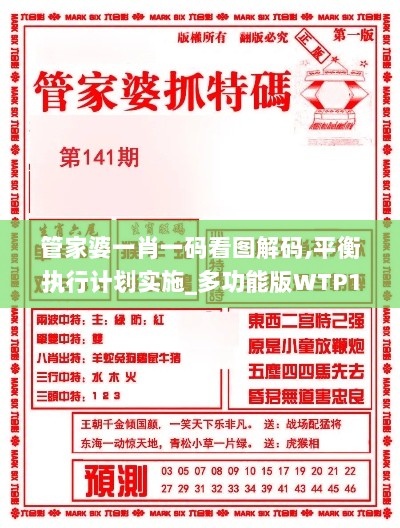 管家婆一肖一码看图解码,平衡执行计划实施_多功能版WTP13.73