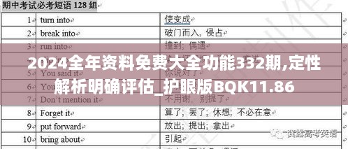 2024全年资料免费大全功能332期,定性解析明确评估_护眼版BQK11.86