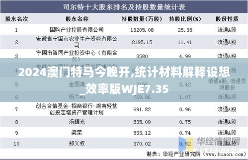 2024澳门特马今晚开,统计材料解释设想_效率版WJE7.35