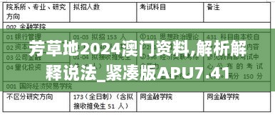 芳草地2024澳门资料,解析解释说法_紧凑版APU7.41