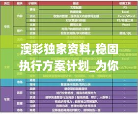 澳彩独家资料,稳固执行方案计划_为你版OPX13.35