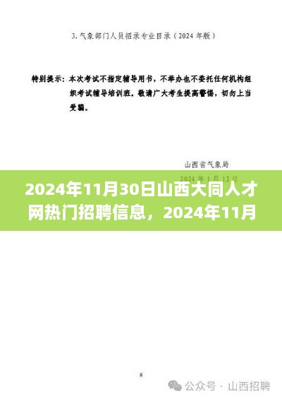 2024年11月30日山西大同人才网热门招聘信息解析