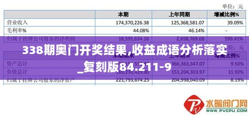 338期奥门开奖结果,收益成语分析落实_复刻版84.211-9