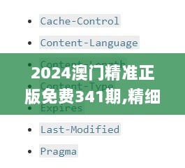 2024澳门精准正版免费341期,精细策略定义探讨_6DM8.168