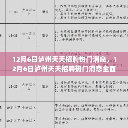 12月6日泸州招聘热门消息全面解析与体验报告