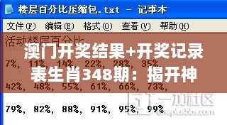 澳门开奖结果+开奖记录表生肖348期：揭开神秘的中奖面纱