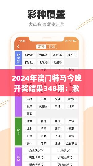 2024年澳门特马今晚开奖结果348期：激情竞逐，谁将领跑？