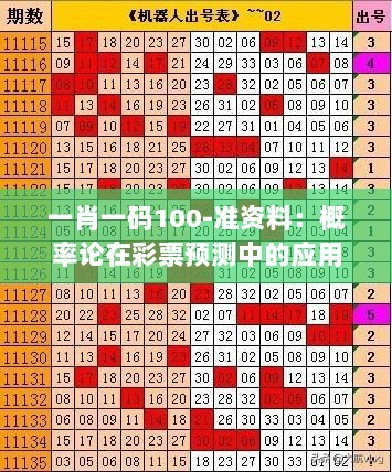 一肖一码100-准资料：概率论在彩票预测中的应用