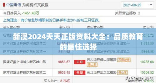 新澳2024天天正版资料大全：品质教育的最佳选择