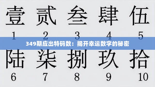 349期应出特码数：揭开幸运数字的秘密