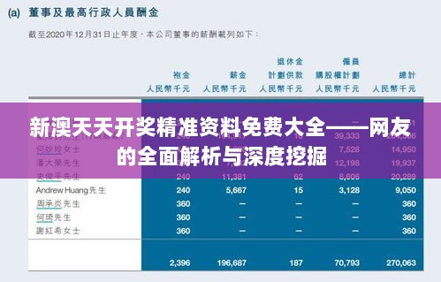 新澳天天开奖精准资料免费大全——网友的全面解析与深度挖掘