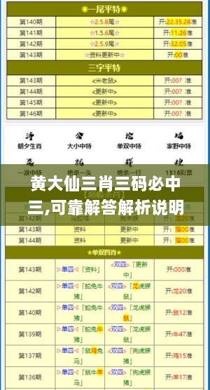 黄大仙三肖三码必中三,可靠解答解析说明_WP3.962