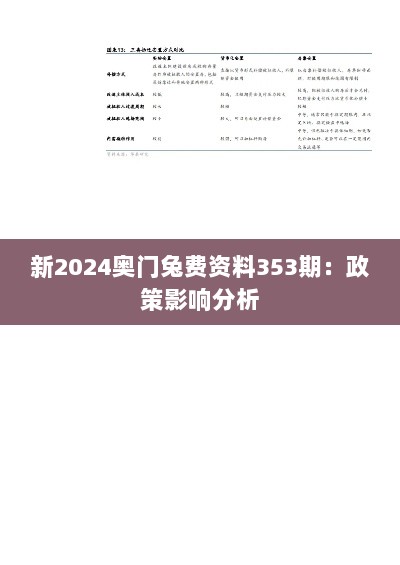 新2024奥门兔费资料353期：政策影响分析