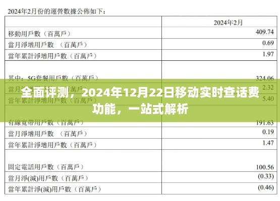 一站式解析，全面评测移动实时查话费功能，深度解读2024年12月22日更新体验