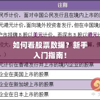 如何看股票数据？新手入门指南！