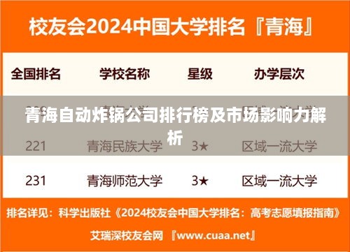 青海自动炸锅公司排行榜及市场影响力解析