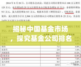 揭秘中国基金市场，探究基金公司排名背后的故事与真相